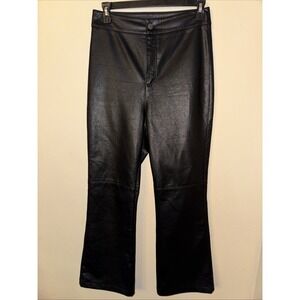 Free People Sasha Kick Flare‎ Vegan Leather Pants Black Womens 4 OB1125211